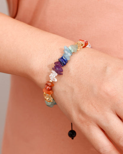 Jewever 7 Chakra Stone Bracelet for Women Chip Tumbled Real Reiki Crystals and Gemstones Anti Anxiety Relax Meditation Yoga Balance Spiritual Bracelets
