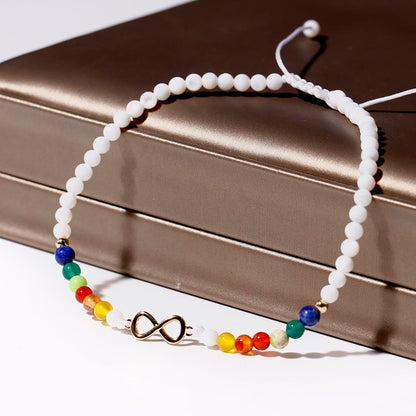 Jewever 7 Chakra/Shell Beaded Anklet Adjustable Handmade Natural Healing Crystals Infinity Charm Ankle Bracelets for Women Gemstones Summer Beach Anxiety Yoga Jewelry