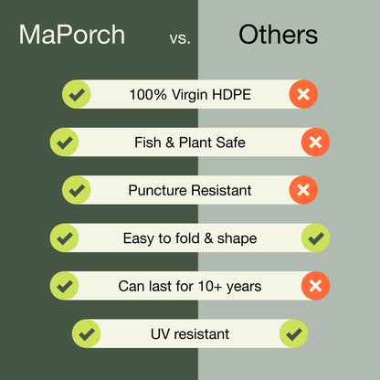 MAPORCH Pond Liner for Outdoor Ponds - Heavy Duty Koi Fish Pool Liner - 16.5 x 26.5 ft, HDPE 20 Mil - UV Resistant Waterproof Underlayment