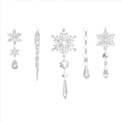 Christmas Tree Decoration Snowflake Icicle Drop Hanging Ornaments Crystal Ornaments Xmas Pendant 18pcs Winter Holiday Frozen Party Decorations Acrylic Christmas Supplies