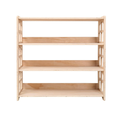 FDHUIJIA Montessori Bookshelf Toy Shelf Kids Storage Organizer for Toys Book Shelves for Kids Room Sturdy and Safe Toddler Wood Classroom Childrens Bookcases(4Tier)