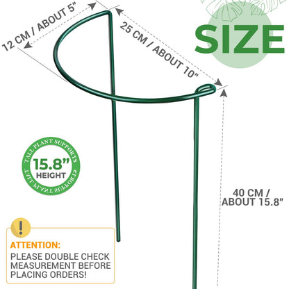 LEOBRO 6 Pack Plant Support Plant Stakes, Metal Peony Support, Garden Plant Supports, Plant Cage, Plant Support Ring, Plant Support Stakes for Peony, Tomato, Hydrangea, Indoor Plants, 9.8 W x 15.7 H
