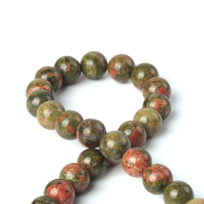 100Pcs Natural Stone 8mm Unakite Round Loose Gemstone Energy Healing Beads Hole Size 1mm DIY Smooth Beads for Bracelet Necklace Earrings Jewelry Making