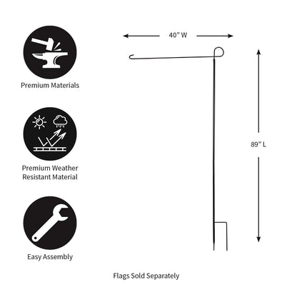 Evergreen Oversized Metal Outdoor Flag Stand 7-Feet Tall & 40-Inch Wide | Sturdy 5 lbs Solid Steel Black | Fits 3x5 and Smaller American Flag and Seasonal | Home Garden Planter House Décor