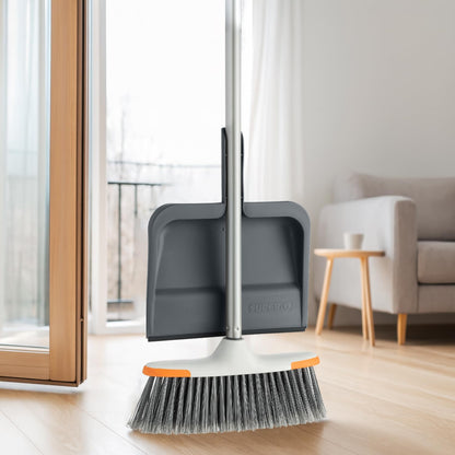 Superio Clip-On Dustpan with Rubber Lip - 10-inch Wide Durable Plastic Dust Pan with Comfort Grip Handle, 2-Pack (Grey)