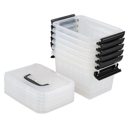 Anbers 3 Quart Small Clear Storage Box with Lid, Set of 6