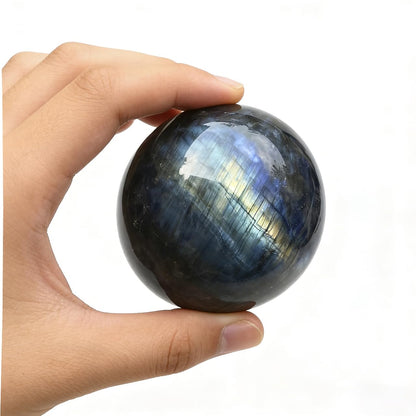 AierCrystal Natural Stone Crystal Sphere Feng Shui Home Decoration Ball Positive Energy Scrying Orb for Meditation Tool for Spiritual Space Purification Globe Diameter 5-6cm Labradorite Sphere