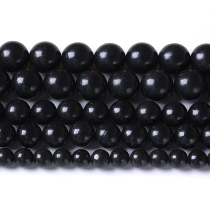 8MM 46PCS Natural Stone Shungite Beads Crystal Loose Beads for Jewelry Making DIY Bracelet