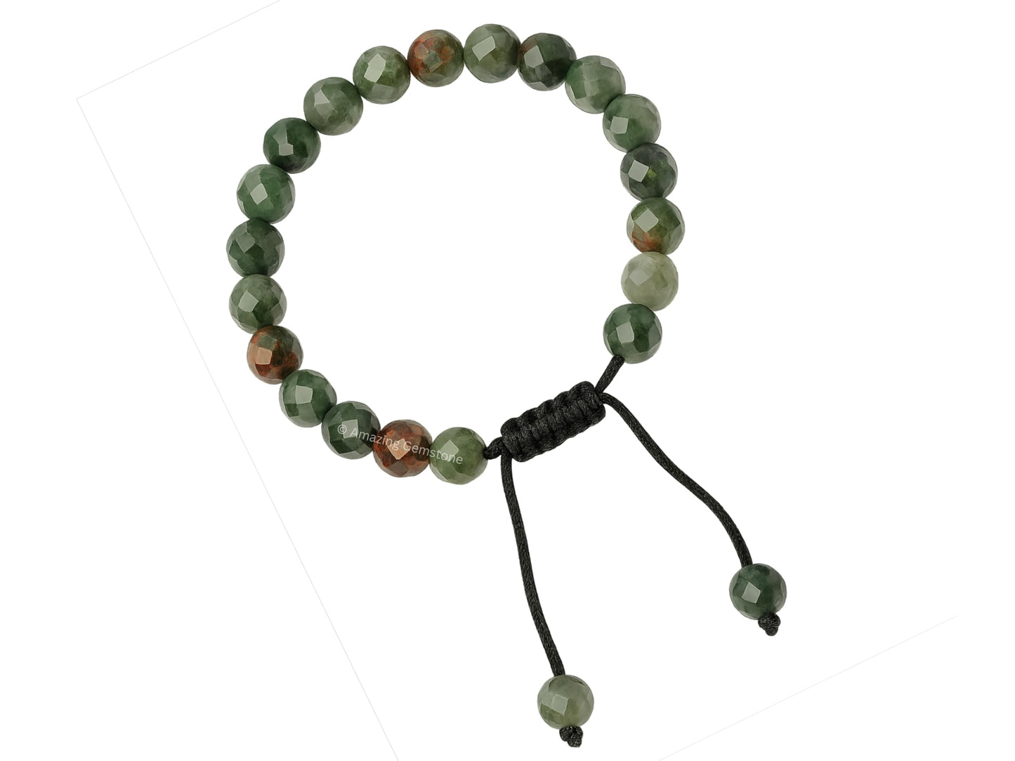 Amazing Gemstone African Bloodstone Bracelet for Women - Chakra Mens Bracelet Protection Crystals & Healing Stones - Blessing Faceted Beaded Bracelet Spiritual Meditation Gift Christmas (Adjustable)