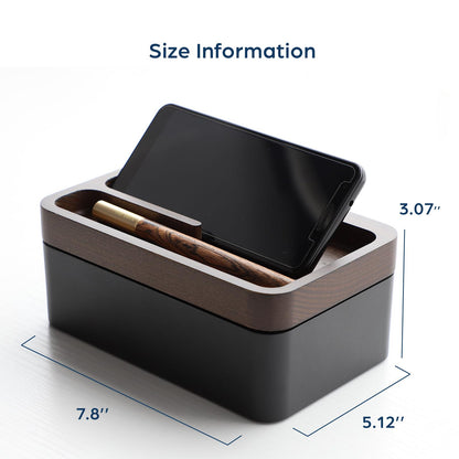 mordeco Revov Tray Box, EDC Valet Tray Box with Authentic Wood Magnetic Rotating Lid, Office Table, EDC Gear Organizer, Home Office, Desk Accessories (Black)