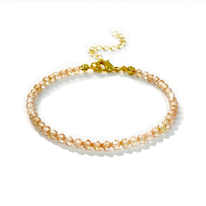 Withgenes Sparkly Champagne Gold Bracelet Exquisite Elegance CZ Crystal Gemstone Bead Bracelets 18K Plated Simple Jewelry Unique Present for Women