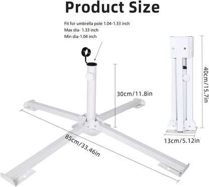 SUQ I OME Portable Foldable Patio Umbrella Base Stand, Fit 6 7 8 Feet Sunshade 1.02"-1.3'' Inch Pole for 6 to 10ft Parasol Portable Storage Beach Umbrella Stand Umbrella Base Holder