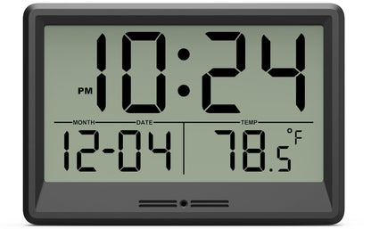 Digital Wall Clock Battery Operated, 8 Inch Small Wall Clock with Large Display, Temperature and Date | Simple Desk Clock | Silent Wall Mount Digital Clock for Bedroom, Kitchen, Living Room, Office