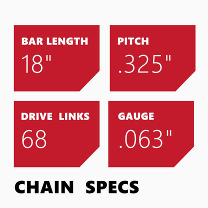 KAKEI Chainsaw Chain 18 Inch .325" Pitch .063" Gauge 68 Drive Links- 26RS 68 Fits Stihl (PRE 2023 .063" Gauge) 025, MS250, MS251, 3005 008 4717-36390050068, V68 (3 Chains) - Full Chisel
