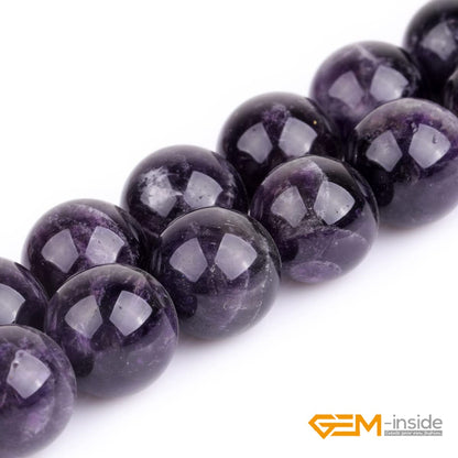 GEM-Inside Natural 18mm Amethyst Gemstone Loose Beads Round Crystal Energy Stone Power for Jewelry Making 15"