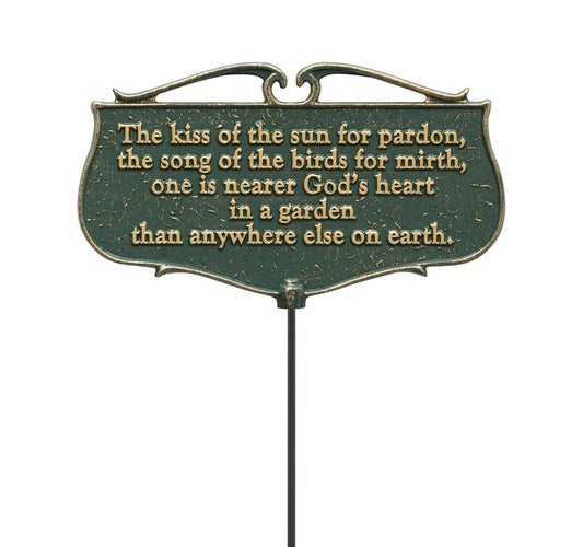 Whitehall Products "The Kiss of The Sun..." Garden Poem Sign, Green/Gold, Aluminum