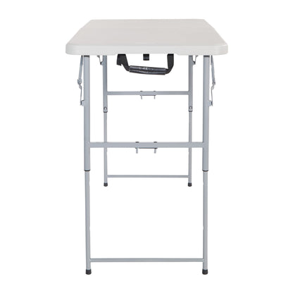 Office Star Resin Multipurpose Rectangle Table, 4-Feet Long, Height Adjustable, Center Folding Table, Light Gray