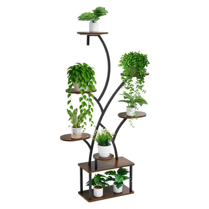 VEVOR Plant Stand Indoor with Grow Lights, 62 in Tall 8-Tier Lighted Plant Shelf, Metal Corner Plants Holder, 3 Timer & 10 Brightness, Tree-Shaped Flower Display Rack for Living Room Balcony Decor