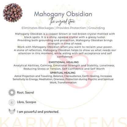 Karma Gems 1lb Mahogany Obsidian Tumbled Stones-Polished Stones for Positive Energy-Crystal Kit for Fresh Mind & Restful Sleep-Healing Stone for Chakra Balancing-Ideal for Gift & Home Decor (15-25 Mm)