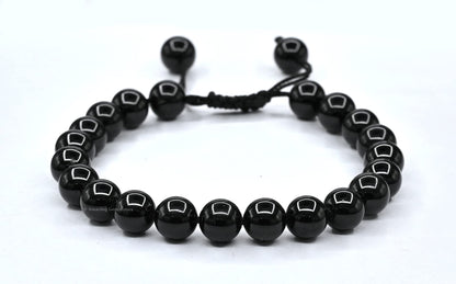 Amazing Gemstone Black Tourmaline Bracelet - Protection Healing Crystal Bracelet - 8mm Gemstone Beaded Adjustable Bracelet Pulseras Para Hombres Mujer Stocking Stuffers (Black Tourmaline Onyx)