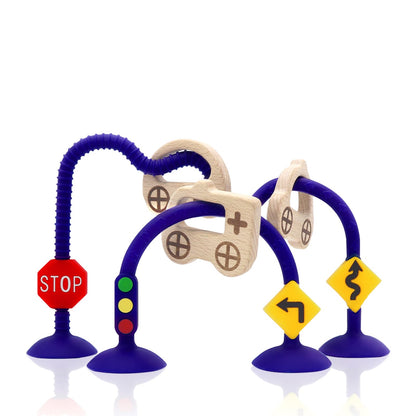 zeeloopbee High Chair Suction Toys for Babies 6-12 Months, Suction Cup Toy for Toddlers 1-3, Baby Sensory Montessori Chew Toy for Babies 0-6 Month, Silicone Baby Teething Toys for 12-18 Months
