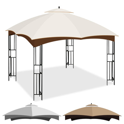 10 x 12 Replacement Gazebo Canopy Top for Lowe's Allen Roth Gazebo Double-Tier Gazebo Roof Cover with Air Vent Heavy Duty Canopy Roof Gazebo Top 10X12 Gazebo Cover for Shop, Garden, Yard (Beige)