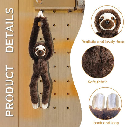 Hideekoog Stuffed Sloth Toy Hanging Stuffed Animal, Three-Toed Sloth Hooks and Stuffed Animals with Rings for Kids, Gifts for Boys and Girls Hanging 20inches