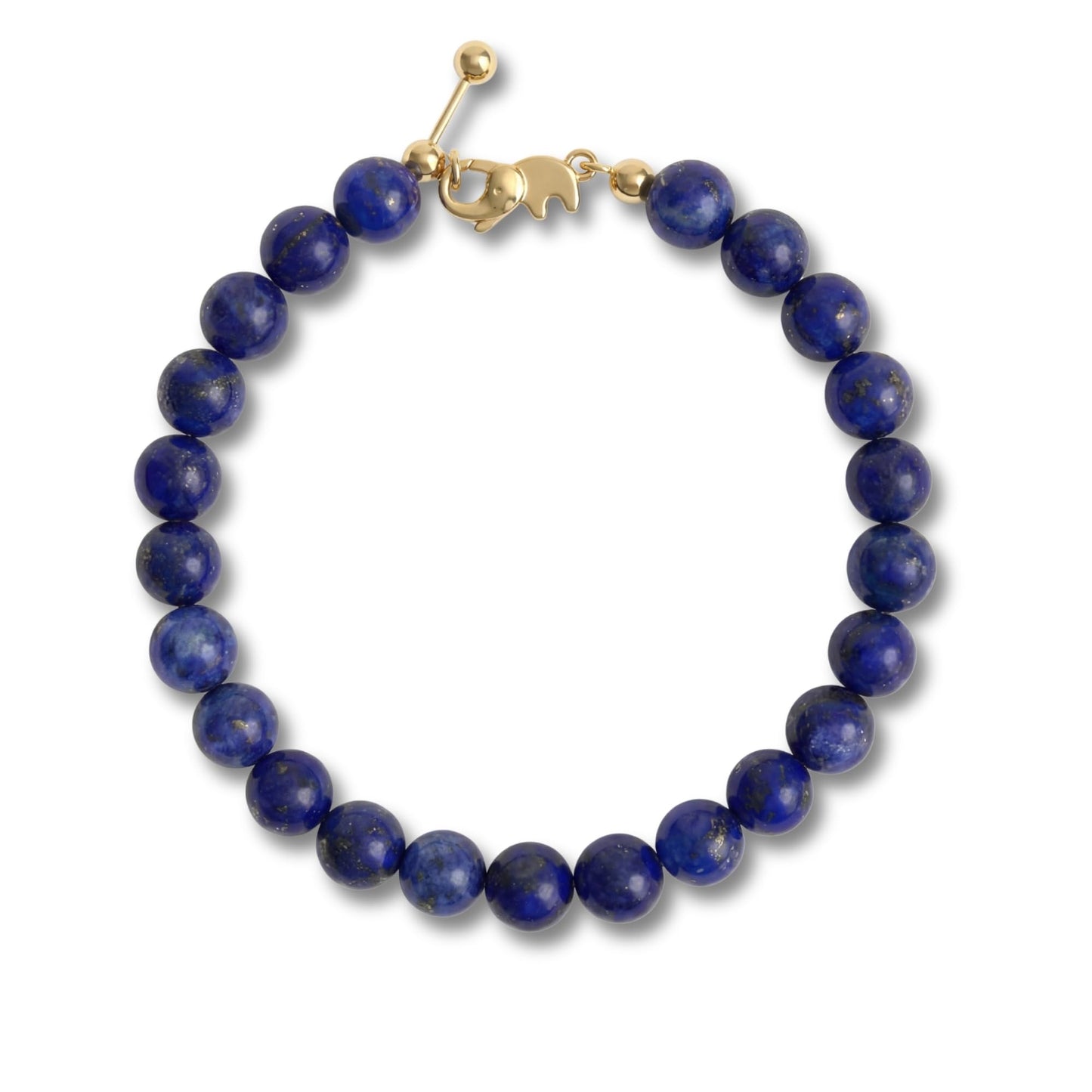 BANANE LAB Lapis Lazuli Bracelet | DIY Customizable Design | Natural 8mm Royal Blue Gemstone Beads on 14k Gold Plated Chain | Adjustable Third Eye Wisdom & Truth Jewelry Gift for Women