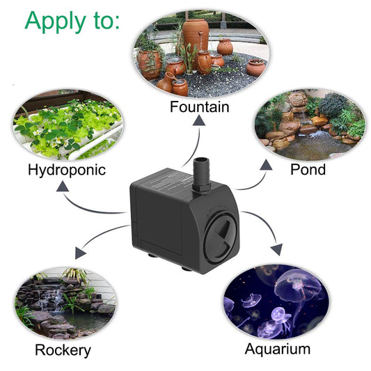 Knifel Submersible Pump 300GPH Ultra Quiet with Over Heating Protection 6ft High Lift for Fountains, Hydroponics, Ponds, Aquariums & More…