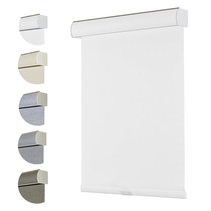 Persilux Free-Stop Cordless 100% Blackout Blinds for Window Shades with Linen Look Textured Fabric (White, 21" W x 72" H) Thermal Insulated Roller Shades for Windows Blinds for Home, Bedroom, Door