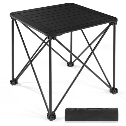Tesouro Folding Camping Square Table with Carry Bag, Lightweight Aluminum Square Table for Outdoor, Camping, Picnic, Backyards, BBQ (Black-Small)