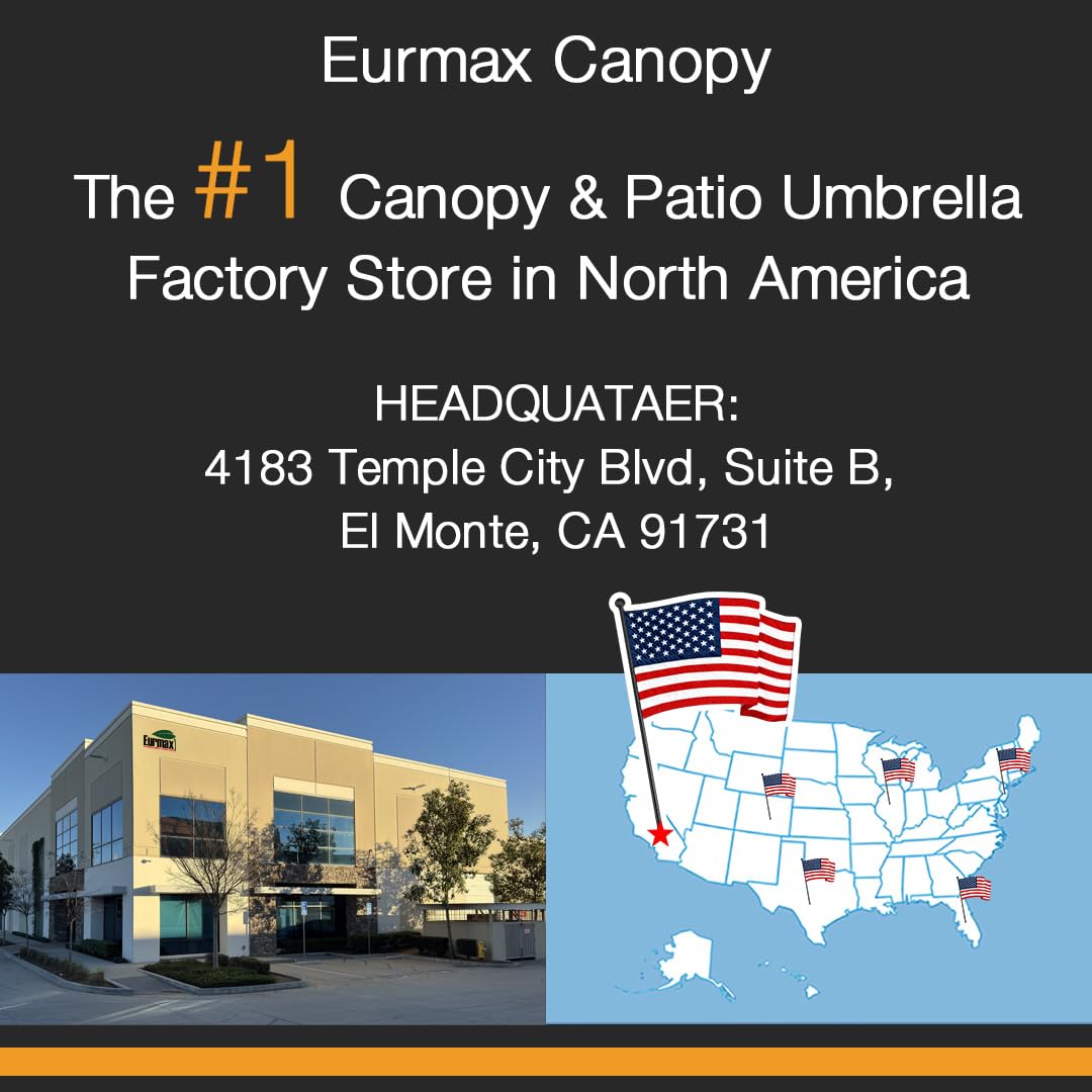 Eurmax USA 10ft Pop Up Canopy Awning,120"x36"Extended Sunshade Tarp with 30 SqFt Extra Shade,Commercial Grade Removable Replacement Tent Awning ONLY Fits 10x10 Canopy Tent with Square Leg,Khaki