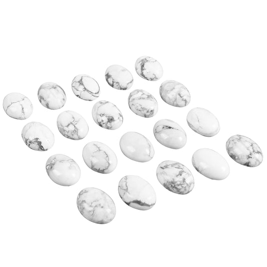Casaper Natural White Howlite Turquoise Oval Cabochons Beads for Jewelry Making, Polished Cab Flat Back Cab Stone Crafts, 13x18mm, Pack of 10