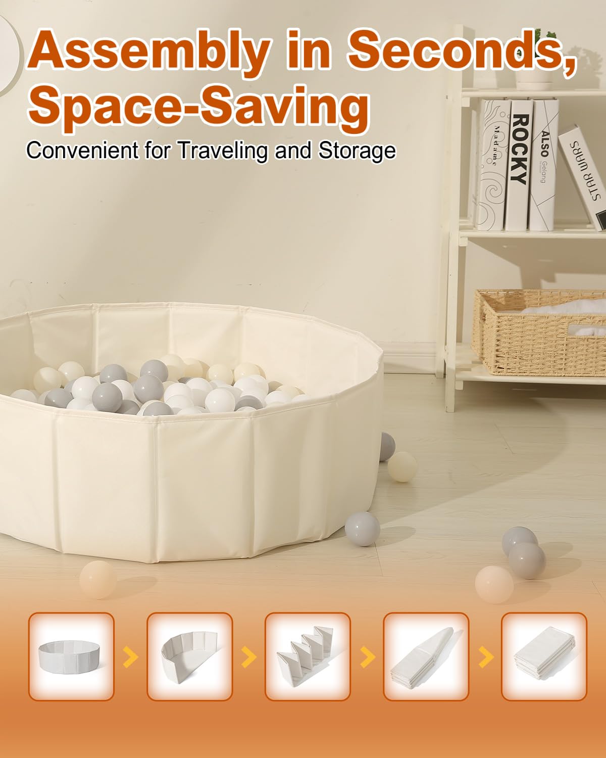 White Kids Ball Pit, Children &Pet Toy Ball Play Pool, Unsexual Foldable Play Tent for Kids Girls Boys Dogs Indoor and Outdoor,Balls Not Included,31.5 Inch /2.62 Feet
