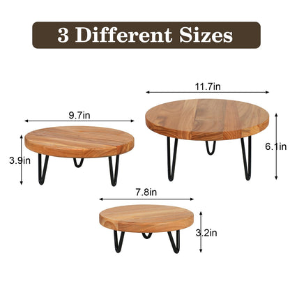 jubilander Wood Plant Stand, Wooden Round Plant Stand for Indoor Plants, Modern Plant Holder for Succulent Plant Nursery Pot Flower Pot (S+M+L)