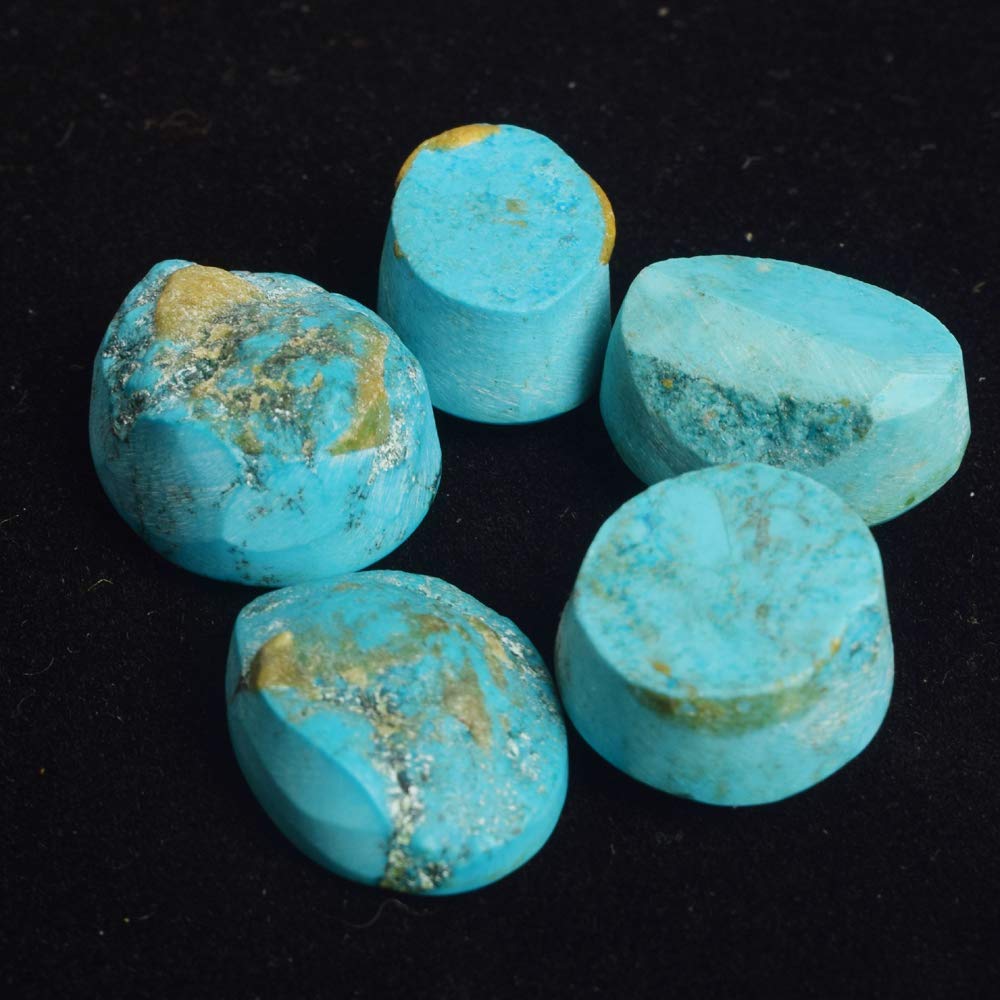GEMHUB AAA++ Natural Blue Turquoise 100 Ct Lot of 5 pcs Cabochon Loose Gemstones BS-104