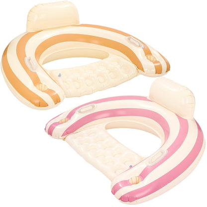 Pool Floats Chairs， Adult Inflatable Pool Lounge， Sit in Float Inflatable Pool Float Pool Lounge with Heavy-Duty Handles – 300lb Weight Capacity -Blue (Pink-Orange)