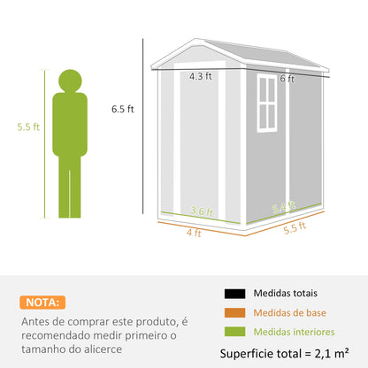 Outsunny 6' x 4' Outdoor Storage Shed, Waterproof Resin Plastic Shed with Floor, Window, Lockable Doors and Vents, All-Weather Garden Tool Shed for Backyard, Patio, Lawn, Gray