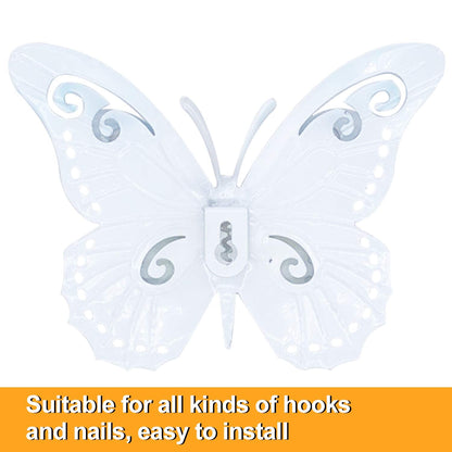 Metal Butterfly Outdoor Wall Decor- 6.5'' Double Wings Butterflies, Hanging Decorations for Fence Garden Yard Patio