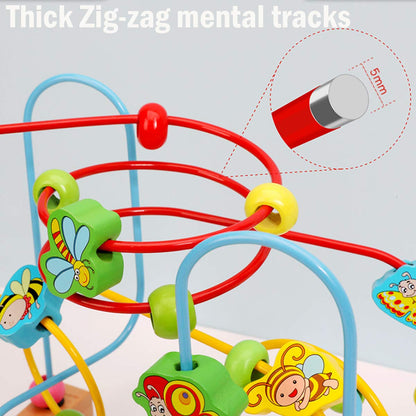 Joqutoys Bead Maze Toy for 1 2 3 Year Old Kids, Wooden Colorful Roller Coaster Circle Toys, Early Educational Toys for Toddlers, First Birthday Gifts for Boys Girls
