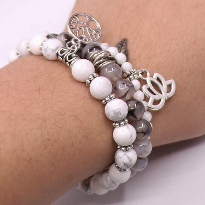 UEUC Tree of Life Yoga Healing Stone Bracelets,Multilayer Lotus Chakra Stone Reiki Bracelet Sets,Anxiety Crystal Natural Stone,for Women Stress Relief