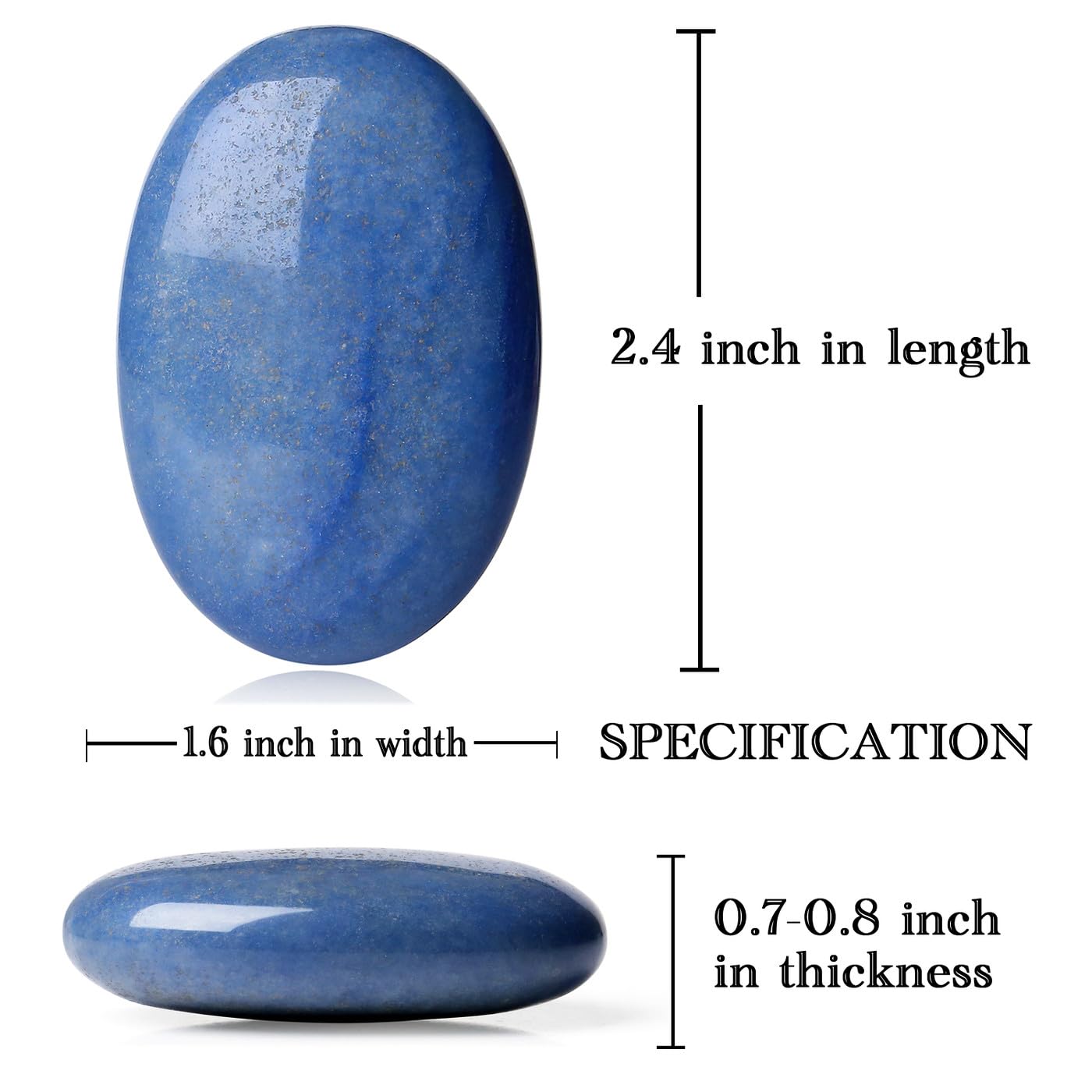 MAIBAOTA 2.4" Large Blue Aventurine Crystal Stone Polished Palm Stone Healing Crystals 0.7" Thick Natural Reiki Gemstone Worry Stone Energy Balancing Anxiety Stress Relief Meditation 1 Pc
