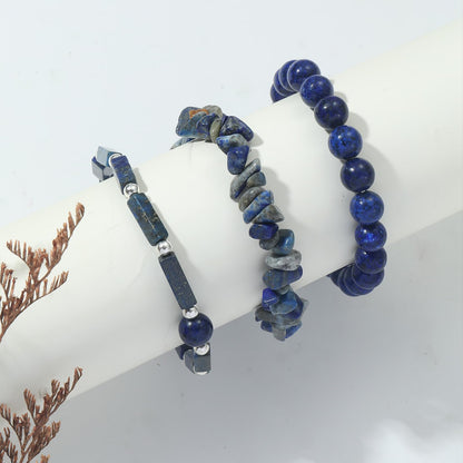 IVY TAILI 3 Pcs Lapis Lazuli Bracelet for Women 8mm Round Lapis Lazuli Stone Bracelet Healing Crystal Stone Beaded Bracelets Gemstone Bracelet Protection Bracelet Gift for Women Men