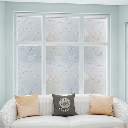 Frosted Privacy Glass Window Film, Vinyl Decorative Window Decals, Static Clings No-Glue Removable Window Film for Home Bathroom Living Room (35.4 x 78.7 inch)