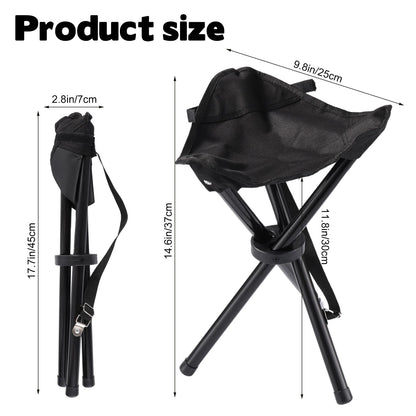 Travel Folding Camping Stool, 14.6 inches Lightweight Outdoor Tripod Chair and Maximum weight 210 lbs Portable Party Chair Fishing Chairs Seat for Camp Hiking Beach Garden and Painting (Black)