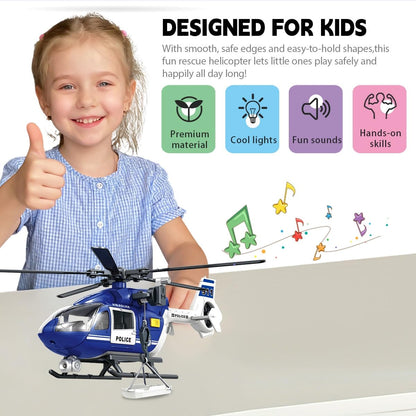 Toddler Boy Toys for 3 4 5 6 Year Old, big Helicopter Toy with Spinning Propellers, Hanging Basket, Lights & Sounds,Police Toys,Birthday Gifts for Kids Child 2 3 4 5 6 Years Old (Police helicopter)