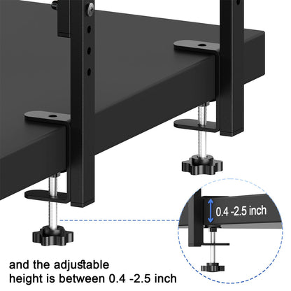 OUTIOE 2-Tier Desk Shelf, Expandable Under Desk Storage, Clamp on Desk Shelf, Desktop Accessories for Offices, Study Rooms, and Game Rooms (Wood)