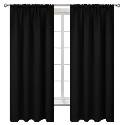 BGment Black Out Bedroom Curtains 63 Inch Length 2 Panels - Thermal Insulated Drapes with Rod Pocket Room Darkening Privacy for Living Room, 42 x 63 Inch