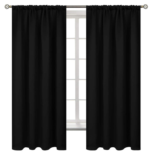 BGment Black Out Bedroom Curtains 63 Inch Length 2 Panels - Thermal Insulated Drapes with Rod Pocket Room Darkening Privacy for Living Room, 42 x 63 Inch