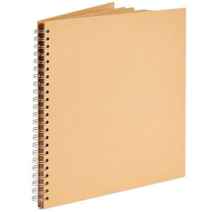 Paper Junkie Spiral Bound Scrapbook Album - 12 x 12 In, Kraft Hardcover, 40 Sheets (80 Pages) - Blank Kraft Paper Pages Lay-Flat for Drawing & Writing - Scrapbook Journal
